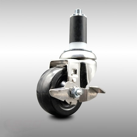 Service Caster 3 Inch 316SS Hard Rubber Swivel 1-1/4 Inch Expanding Stem Caster with Brake SCC SCC-SS316EX20S314-HRS-TLB-114